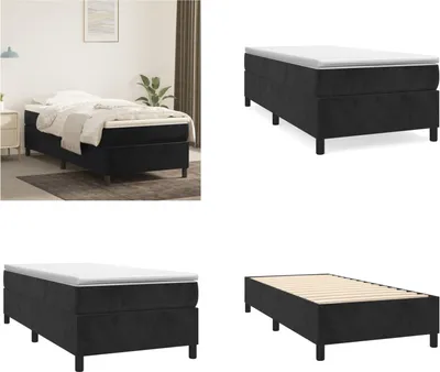 Immagine prodotto di vidaXL Letto a molle con materasso nero 90x190 cm in velluto - Letto a molle - Boxspringbetten - Bett - Schlafzimmermöbel