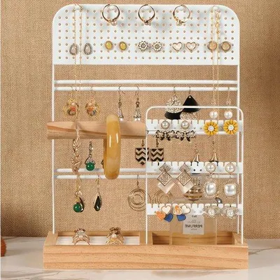 Produktbild von Schmuckhänger weiß für Ketten, Armbänder, Ringe, Ohrringe, Uhren, Parfüm, 5 Fächer