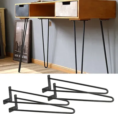 Image de WYCTIN 4*Hairpin Legs 41cm Pieds en épingle à cheveux Pieds de table Patins de table Pied de meuble DIY Table
