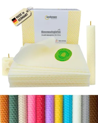 20 Bienenwachsplatten 20x15 cm, weiß, 0,57 kg, Honigduft