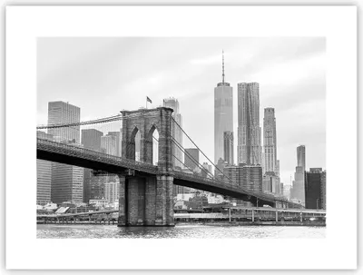 Produktbild von Poster - Poster ohne Rahmen - Brücke Brooklyn schwarz und weiß - 40x30 cm - Wand Bild - Wanddeko - Wandbilder - Kunstposter - Wandposter - Bilder - Kunstdruck - Wandbild - P2XAA40x30-4245