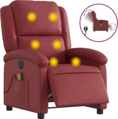Produktbild von Massagesessel Elektrisch Weinrot Kunstleder