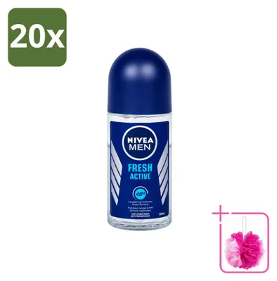 Image de 20 déodorants roll-on NIVEA MEN Fresh Active, 50 ml - Lot de 20