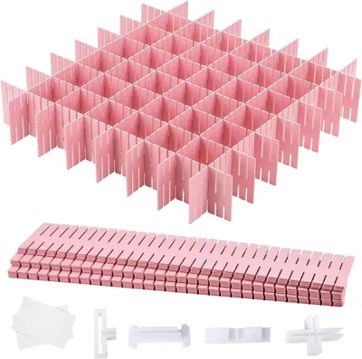 Produktbild von 16Stk Verstellbar Schubladentrenner Rosa Schubladeneinteiler Organizer, Für Schrank Unterwäsche Socken Schreibtisch DIY Aufbewahrung