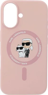 Produktbild von Karl Lagerfeld Silikon Karl & Choupette Ring MagSafe - iPhone 16 Hülle (Pink)
