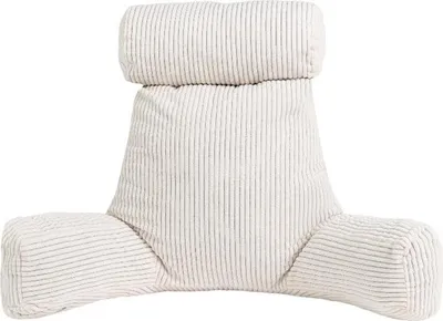 Image de Coussin de lecture déhoussable en velours côtelé BANANAIR 80x50x70 cm blanc cassé