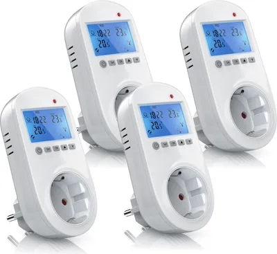 Produktbild von BEARWARE 4x Steckdosen Thermostat für Heiz & Klimageräte Individuell programmierbar / LCD-Display