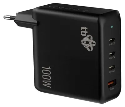 Productafbeelding van Wandlader met 3x USB-C en 1x USB-A poort, Power Delivery, zwart, GaN, 100W