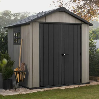 Immagine prodotto di Dmora Casetta da Giardino Dartmouth 223.5x229x242h cm Grigio, Resistente Agli Agenti Atmosferici Presenza Finestre