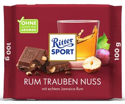 Immagine prodotto di Ritter SPORT 5211873003 Ritter SPORT Rum Trauben Nuss Schokolade 100,0 g, Immagine generata dall'IA