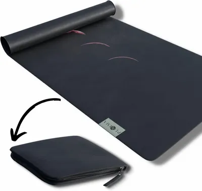 Obrázek produktu pro Cestovní podložka na jógu 2 v 1, extra tenká (0,1 cm), rozměry 183 x 68 cm, skládací, ideální pro jógu na cestách