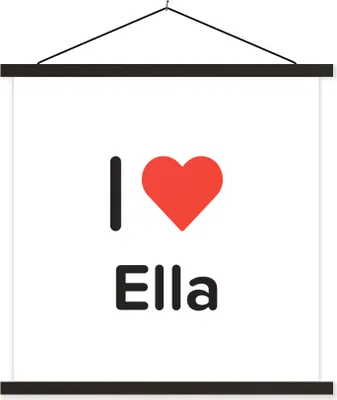 Produktbild von MuchoWow® Textilposter Ich liebe - Ella - Mädchen 90x90 cm mit schwarzem Rahmen - Magnetisches