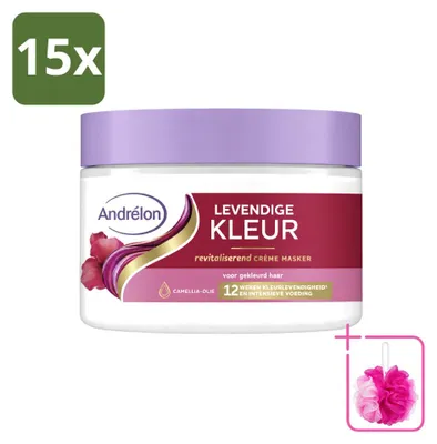 Imagen del producto de 15 mascarillas capilares en crema de color intenso Andrélon - 300 ml cada una - Paquete económico - 15 unidades