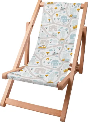 Produktbild von Dreamroots Kinder Liegestuhl klappbar Holz bis zu 130 kg, Sonnenliege klappbar mit 3-stufiger Neigungsregulierung der Rückenlehne, On the Road