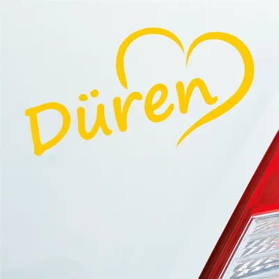Produktbild von Auto Aufkleber Düren Herz Stadt City Liebe Love Heimat 15,5x8 cm Gelb Sticker Heckscheibenaufkleber