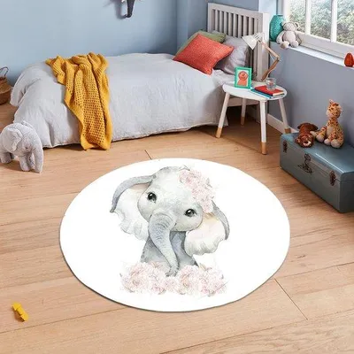 Immagine prodotto di Tappeto da gioco Unyqoos® per bambini – tappeto rotondo, 120x120 cm, base antiscivolo, materiale antibatterico e sicuro per i bambini, lavabile in lavatrice a 30°C