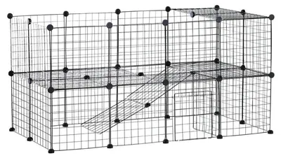 Immagine prodotto di Gabbia metallica per piccoli animali domestici | Colore: nero | Dimensioni: 73x146x73 cm
