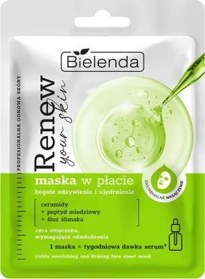 Obrázok produktu pre Bielenda Renew Your Skin Vyživujúca náplasťová maska s ceramidmi a slimačím hlienom