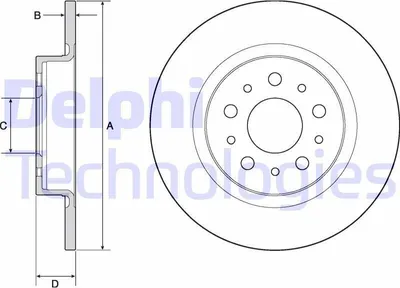Produktbild von 2x DELPHI Bremsscheibe BG4690C für FIAT 500L (351_ 352_) 40 5mm 264mm