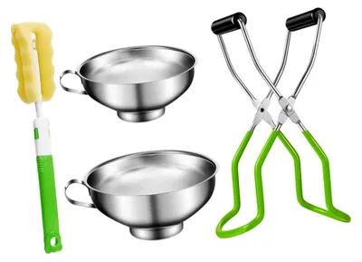 Produktbild von Sicheres Einmachzubehör-Set mit rutschfestem Edelstahl-Glasheber und Trichter für das Einkochen zu Hause