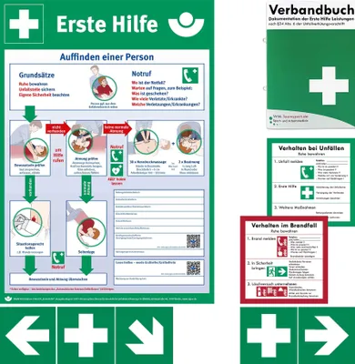 Produktbild von BG-Info-Paket - Aushang Erste-Hilfe + Verbandbuch + Sicherheitszeichen