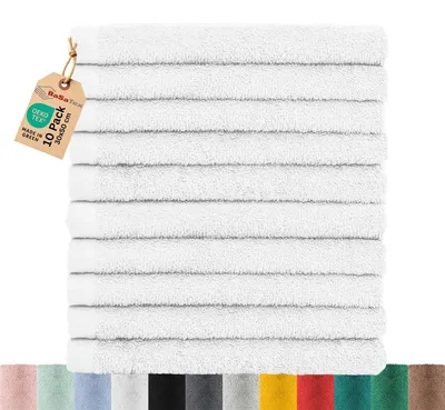 Immagine prodotto di Asciugamani per ospiti - Spugna di cotone - 30 x 50 cm - Bianco - 10 pezzi