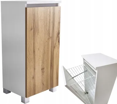 Produktbild von Badezimmerkommode 40 cm mit Wäschekorb Eiche Wotan