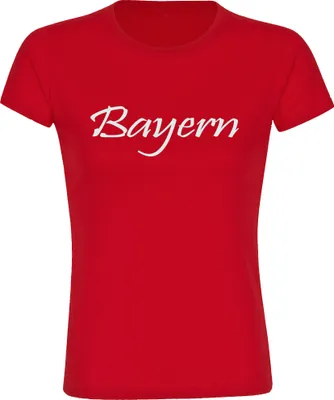Produktbild von multifanshop Damen T-Shirt - Bayern - Schriftzug, rot, Größe M