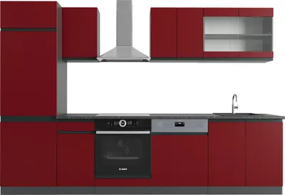 Produktbild von Vicco Kuchyňský kout R-Line, 300 cm Tvar J, Červená/antracitová