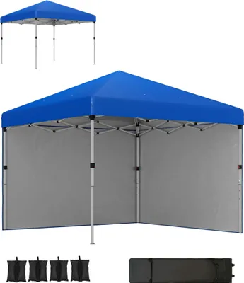 Obrázek produktu pro Skládací pavilon – Pop-up pavilon – 3 x 3 m – výškově nastavitelný – oxfordská tkanina – s přepravní taškou – modrý