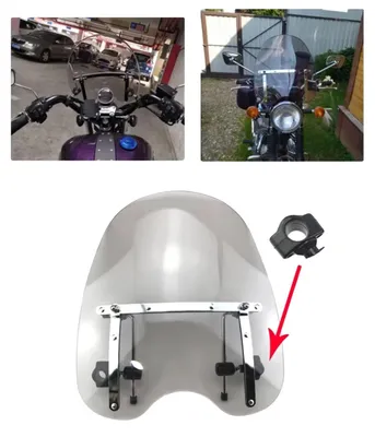 Produktbild von Motorrad-Windschutzscheibe, einfache Installation, universelle Passform, 17 Zoll Rauch