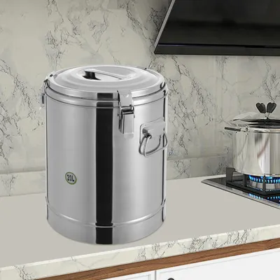 Image de Récipient isotherme pour soupe - Récipient alimentaire 20 l - Acier inoxydable - 12 heures chaud/froid - Avec couvercle - Pour la restauration/traiteur - Orange