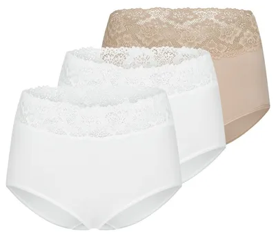 Produktbild von Nina von C. 3er Pack Slipboutique Taillen Slip Mit transparentem Spitzenbund, Weich, atmungsaktiv und hautfreundlich, Taillenhoher Sitz mit Po bedeckender Form