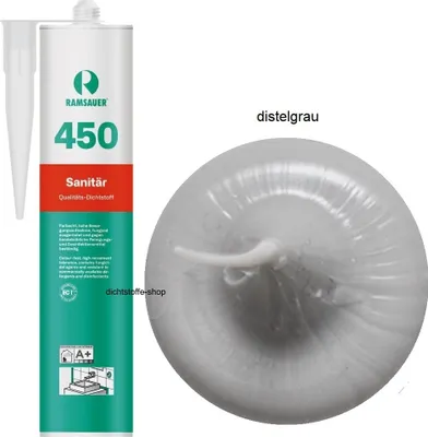 Produktbild von Ramsauer 450 Sanitär 1K Silikon Dichtstoff 310ml Kartusche distelgrau