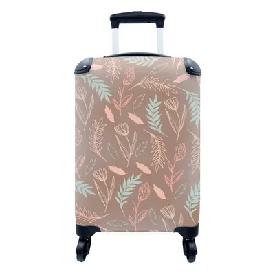 Produktbild von MuchoWow® Koffer Handgepäck Trolley Rollkoffer Kleine Reisekoffer mit 4 Rollen - Blumen - Pflanzen - Muster - Cabin Size < 55x40x23 cm & 55x40x20 cm - Fotokoffer - Kabinenkoffer - Boardgepäck - Reise-Box - Reisekoffer - Reisegepäck - Koffer mit Bild - Trolley für Kinder