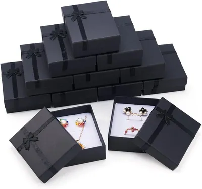 Produktbild von Geschenkboxen Karton mit Schleife, 12 Stück, 9x7x3 cm, für Schmuckverpackung