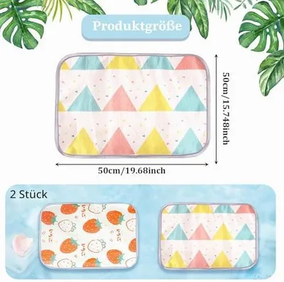 Produktbild von 2er-Pack Haustier Kühlmatte, Waschbares Kaninchen-Kühlkissen, 50x40cm Katzen Kühlbettchen Selbstkühlende Matte, Haustier Eismatte Sommer Hamster Kühlkissen, Kühlplatte für Kaninchen