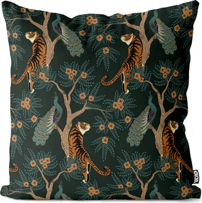 Produktbild von VOID Pfau und Tiger Kissenbezug Kissenhülle Sofakissen Kissen Deko Outdoor-Kissen Dekokissen