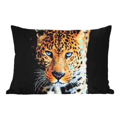 Obrázek produktu pro MuchoWow® Vnější polštář - Leopard - Zvířata - Portrét - Divoká zvířata - Černá -50x30 cm- Odolnost proti povětrnostním vlivům - polštář do obývacího