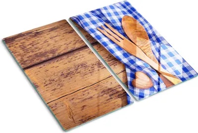 Imagen del producto de Cubierta para placa de cocina – Cubierta para placa de inducción – Placa de vidrio protectora – 2x30x52 cm – Placas de vidrio protectoras para cocina – Vidrio templado – Utensilios de madera