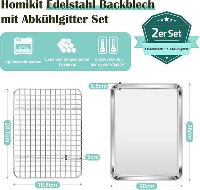Produktbild von Famanu Backblech mit Abkühlrost - 40 x 30 cm