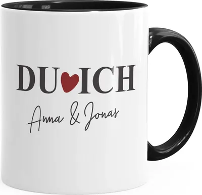 Produktbild von personalisierte Kaffee-Tasse Du Ich mit Namen Herz Liebes-Geschenk Freundin Mann Geschenk-Tasse SpecialMe® Inner-Schwarz Keramik-Tasse