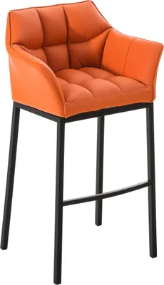 Produktbild von TPFLiving Barhocker Damaskus mit 4-Fuß Gestell schwarz Kunstleder Orange