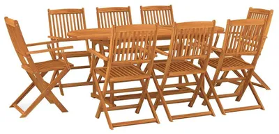 Zdjęcie produktu dla vidaXL 9-częściowy ogrodowy zestaw jadalniany 180x90x75 cm z litego drewna akacjowego