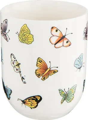 Produktbild von Clayre & Eef Tasse 100 ml Beige Gelb Porzellan Schmetterlinge