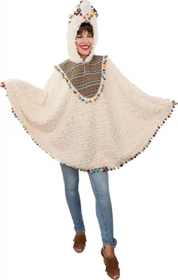 Produktbild von O7375 beige Damen-Herren Lama Poncho Kostüm Einheitsgröße