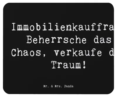 Produktbild von Mr. & Mrs. Panda Mauspad Spruch Immobilienkauffrau - Schwarz - Geschenk, computer mousepad, pc, Traumverkauf, Berufsalltag, Mouse Pad, mousematte, Beruf, Berufe, Verkauf