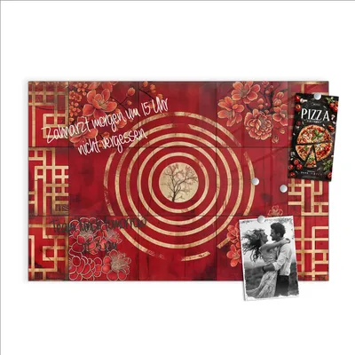 Produktbild von Magnettafel 90x60cm Pinnwand Whiteboard beschreibbar - Blumenmuster Kreise