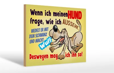 Produktbild von Holzschild Spruch 30x20cm wenn ich meinen Hund frage