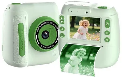 Zdjęcie produktu dla Cyfrowy aparat fotograficzny i kamera wideo dla dzieci 1080p z pamięcią 32 GB i papierem fotograficznym, dla chłopców i dziewczynek w wieku od 3 do 12 lat, kolor zielony